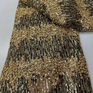 Luxurious Nigerian African Beaded Lace Fabric 2025 High Quality Sequins Embroidery African French Lace Fabric For Sewing Dress