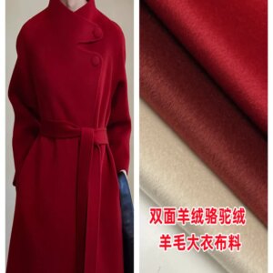 High Quality Autumn and Winter Light Luxury Anti-Wrinkle Alpaca Fleece/Fiber Fabric Double-Sided Woolen Coat Clothing