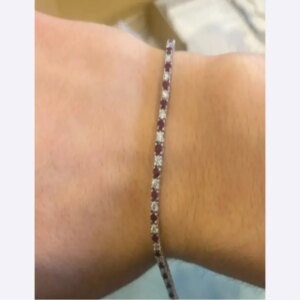Custom Jewelry Moissanite and Ruby Bracelet S925 Sterling Silver for Women