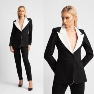 Vintage Women Pants Suits 2 Pcs Slim Fit Patchwork Lapel Blazer Suits Customized Wedding Guest Formal Wear Evenings Party Outfit