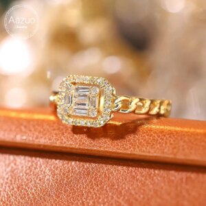 Aazuo Original Jewelry 18K Solid Yellow Gold Real Natural Diamond 0.30ct Fried Dough Twist Ring Gift for Woman Engagement Party