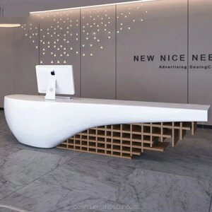 White Reception Desk Beauty Salon Curved Salon Furniture Small Reception Desk Reception Counter Front Desk