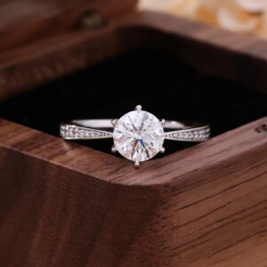 Provence customized 14K/18K white gold engagement rings 1CT round cut lab diamond rings for women classic promise wedding rings