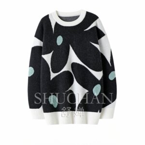 Winter New Flower 100% Cashmere Loose Pullover Long Sleeve Casacos De Inverno Feminino Sweater Women