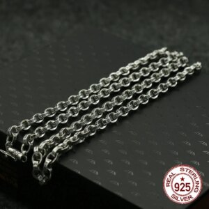 S925 Sterling Silver Necklace Jewelry Vintage Personalized Circle Punk Hip Hop Couple Trendy Chain Gift for Lovers