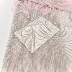 African 3D Flower Lace Fabric 2024 High Quality Lace 5 Yards Embroidery Sequins Mesh Lace Fabric For Women Wedding Party Dresses