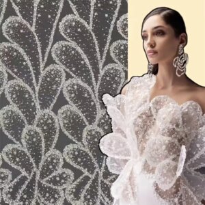 White Lace Fabric 2025 High Quality African Fabric Lace High Quality Sequence Beaded Fabric Embroidered Lace For Wedding A1044-1
