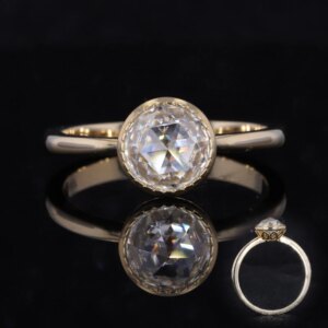 10k Yellow  Gold Engagement Ring 7.5mm Single Rose Gold  Moissanite Ring