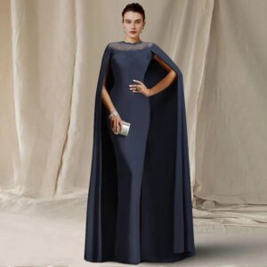 Customized Dark Navy Mother of the Bride Dresses 2022 Elegant Chiffon Lace Sheath Floor Length Guest Party Gowns New Robe De Soi