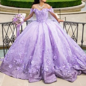 Lavender Shiny Off Shoulder Quinceanera Dresses Sequin Applique Flower Beading Crystal Tull Party Birthday Sweet 16 Dress Vestid