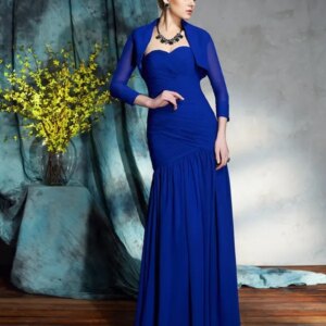 Royal Blue Mother Of The Bride Dresses Mermaid Chiffon With Jacket Plus Size Long Groom Mother Dresses For Wedding Customized