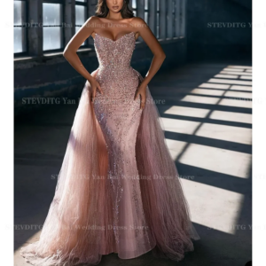 Luxury Glitter Sequins Beaded Prom Dresses For Women Fashion Sweetheart Floor Length Slim Mermaid Gown Custom Made Clothing