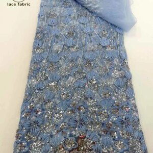 Luxury French Mesh Beaded Lace Fabric 2025 High Quality African Sequins Groom Lace Fabrics For Nigerian Wedding Party Dress Sew