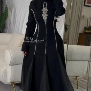 customized Long Sleeves O-Neck Prom Dresses Beadings Floor Length Back Zipper Pleated Formal Party Dresses2025