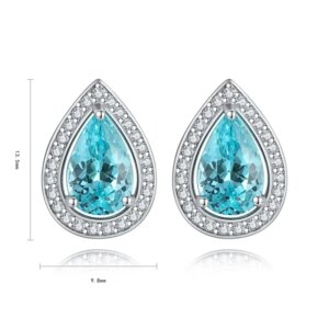 Ruif 925 Sterling Silver Classical Design 3.64ct Pear Lab Grown Paraiba Earrings for Women Fine Jewelry Girls Gifts