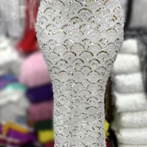 White Nigerian Lace Fabric 2025 High Quality French Tulle Beaded Embroidery Lace with Sequin for Party Luxury Dress 5Yard Q355-1