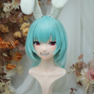 Customize Character Female/Girl Resin Kig Full Head With Lock Anime Cosplay Japanese Anime Kigurumi Mask