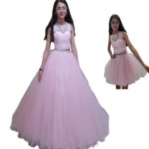 Elegant 2 In1Pink Quinceanera Dresses Detachable Skirt 2025 Beaded Lace Short Vestido De 15 Años Xv Para Pageant Prom Customized