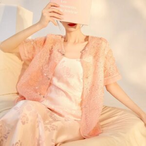 National style new Chinese heavy industry bead flower embroidery top fashion temperament loose shirt
