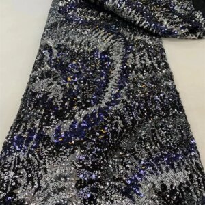 African Lace Fabric 5 Yards Luxury Beaded Lace High Quality Fabric 2024 Sequence Lace Fabric Embroidered Dubai New Dress A663-1