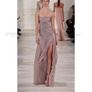 Simple Evening Dresses Women Strapless A Line Sleeveless Customize Formal Event Long High Quality Banquet Celebrity Prom Gowns