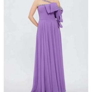 Customized Simple Modern Style Formal Evening Strapless A-line Bow Drapeds Bespoke Occasion Dresses