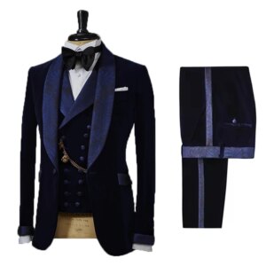 Customized Men Suits Slim Fit Retro Court Style Wedding Prom Suits Velour Ailor-Made Groom 3-Pieces Formal Occasions Party