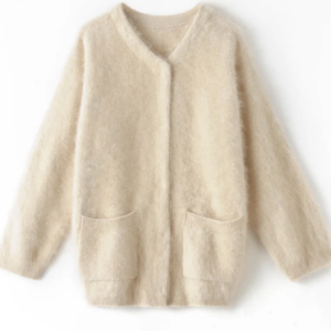 BirdTree, 100%Pure Cashmere Elegant Cardigans, Women Thicken Pockets, Casual Fashion Fleece Sweater Coat, Autumn Winter C48840QM
