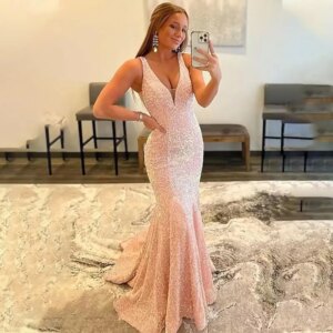 Spaghetti Straps Sequin Prom Dress Sparkly Mermaid Evening Gowns with Slit 2024 Women Long Dresses