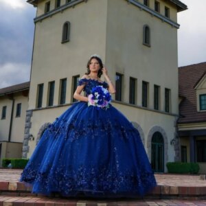 Customized Shiny Blue Off Shoulder Quinceanera Dress Lace sequin applique 3D flower trailing vestidos de 15 Quinceanera