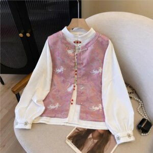 New Chinese style pan red embroidered waistcoat vest