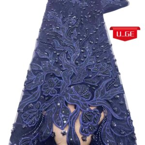 2025Latest Delicate Best Quality Very Soft Embroidered Laser Cotton Lace With Stones fabric For Party Evening Dresses U_Ge2813