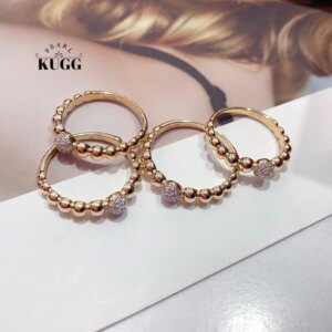 KUGG 100% 18K Yellow Gold Rings Fashion INS Style Real Natural Diamond Engagement Ring for Women High Wedding Jewelry