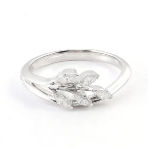 Provence 10K/14K/18K Moissanite Promise Rings for Women D Color VVS Marquise Cut Statement Rings DIY Leaf Custom Jewelry