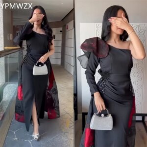 Customized Evening Dress Formal Women YPMWZX One-shoulder Column Floor Length Skirts Fold Bead 3D Flower Bespoke Occasion Dresse
