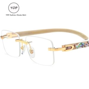 New Natural Shell White Horn Natural Black Horn Men’s and Women’s Optical Glasses Legs Frameless Nearsighted Presbyopia Frames