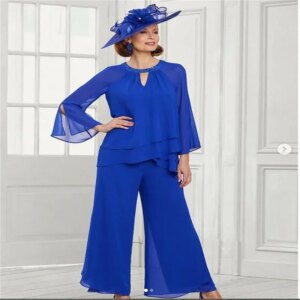 O NECK Sexy Dress for Mother’s Evening Chiffon Floor Lenght Elegant Bride Mom Dresses 2024 Wedding Party Dress 2 Piece Suit