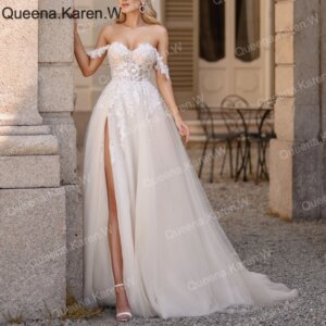 Elegant A line Wedding Dress off shoulder lace bride dress robe de mariee Bridal Gown