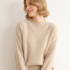 Winter Warm Pure Cashmere Sweater Women’s Thicken O-neck Pullover Sweater Casual Loose Cashmere Knitted Bottoming Sweater Shirt