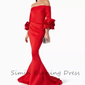 Simin فستانس Customized Off-the-shoulder Ruched Sexy Classy Mermaid Flowers Saudi Prom Gown Evening Party dresses for women 2025