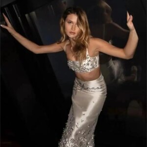 customized  Two Pieces Mermaid Prom Dresses Sleeveless Strapless Beadings Evening Dresses Ankle Length Formal Party Dresses