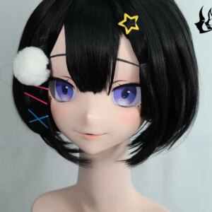 Kigurumi brunette self-set, cute Kigurumi mask full headband lock cosplay headshell props costume anime tour