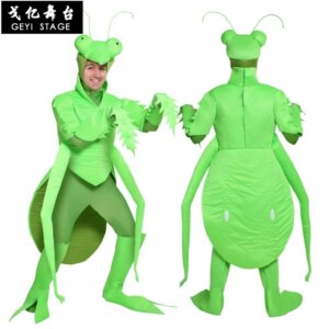 Halloween Green Cricket Mantis Insect Costume With Legs Adult Men Costume Hot Cartoon Character Anime Cosplay Costumes Carnival