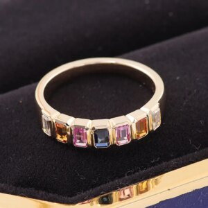 Provence Luxury Colour wedding Ring 14K18KGold Emerald cut Lab Gemstone DEF/VS Lab Diamonds band Personalized Custom