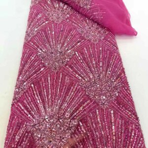 2025 African Heavy Beaded Lace Fabric French Sequin Beaded Embroidery For Groom Nigerian High Quality Tulle Lace Bride Fabric