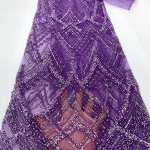2025 New African French Nigerian Lace Fabric With Beads Sequins Mesh for Embroidery Wedding Party Bride Sewing Dress