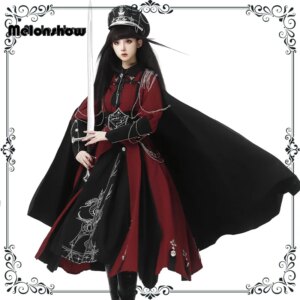 Melonshow Gothic Lolita Dress Original Military Lolita Jsk and Lolita Skirt Customizable Victorian Dress Black Blouse Girl