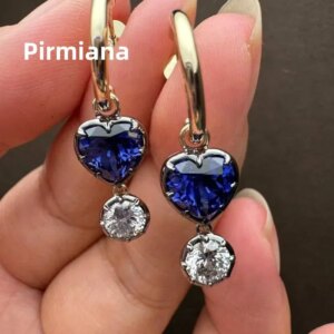 Pirmiana Customized 14k yellow Gold 3ct Lab Grown Sapphire Earrings for Women Party Gift