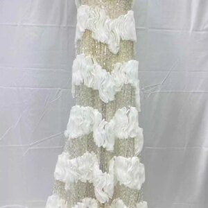 African 2025 High Quality Mesh Sequins Embroidery Beaded Tulle Nigerian Lace Fabrics For Bridal Material Wedding Sewing