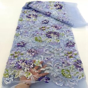 Luxury African Beaded Lace Fabric High Quality Groom Nigerian Wedding Bridal Embroidery French Tulle Sewing TS3001